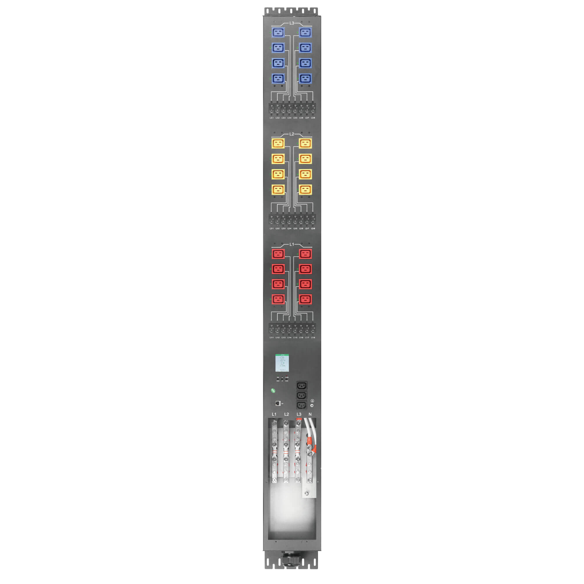 3-Phase High-Power PDU, 24 C19 & 3 C13, 140A Fuse, ETL, 24 Breakers