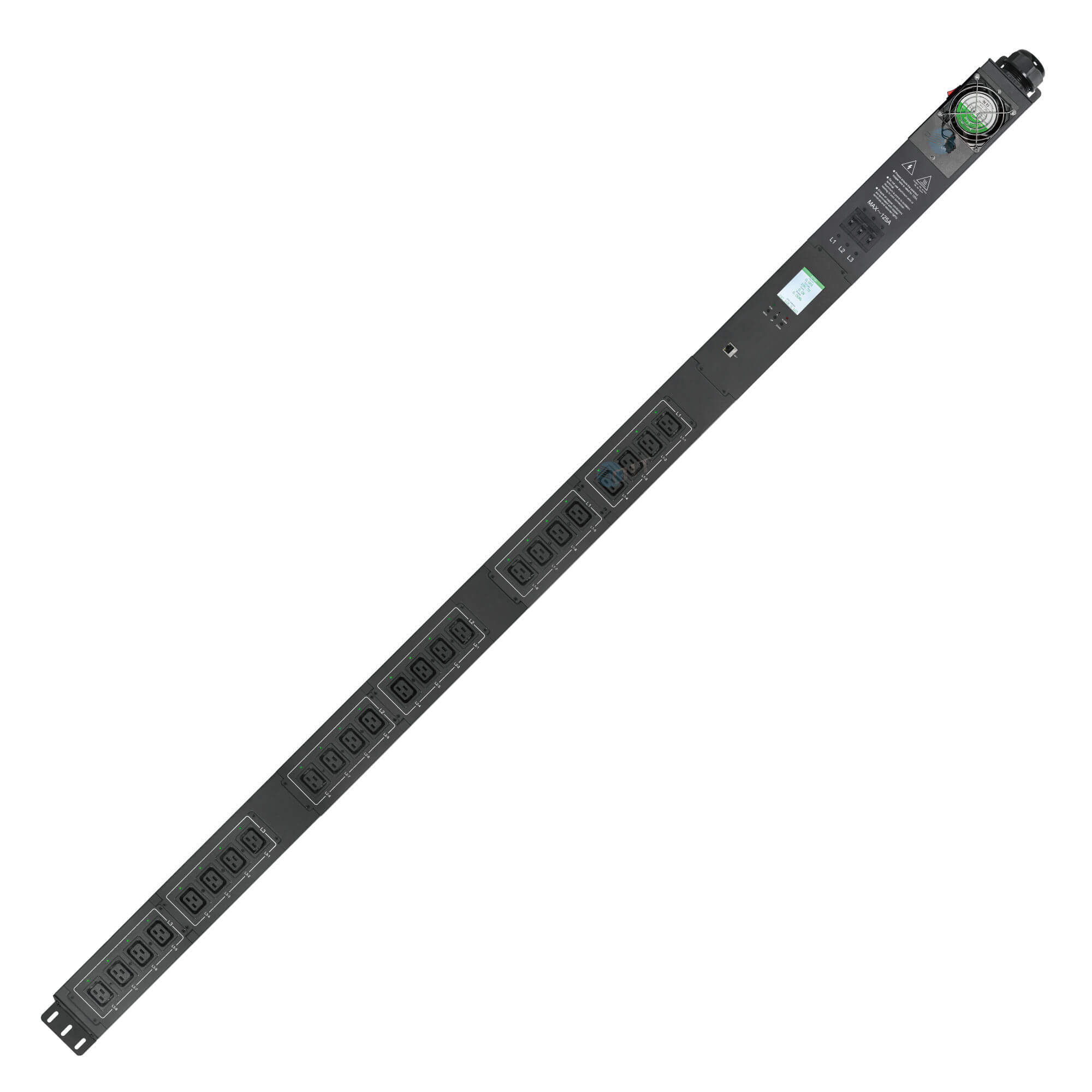 ETL Certified Metered APDU with Fan Cooling, 24×C19, 90kW, 125A Smart PDU