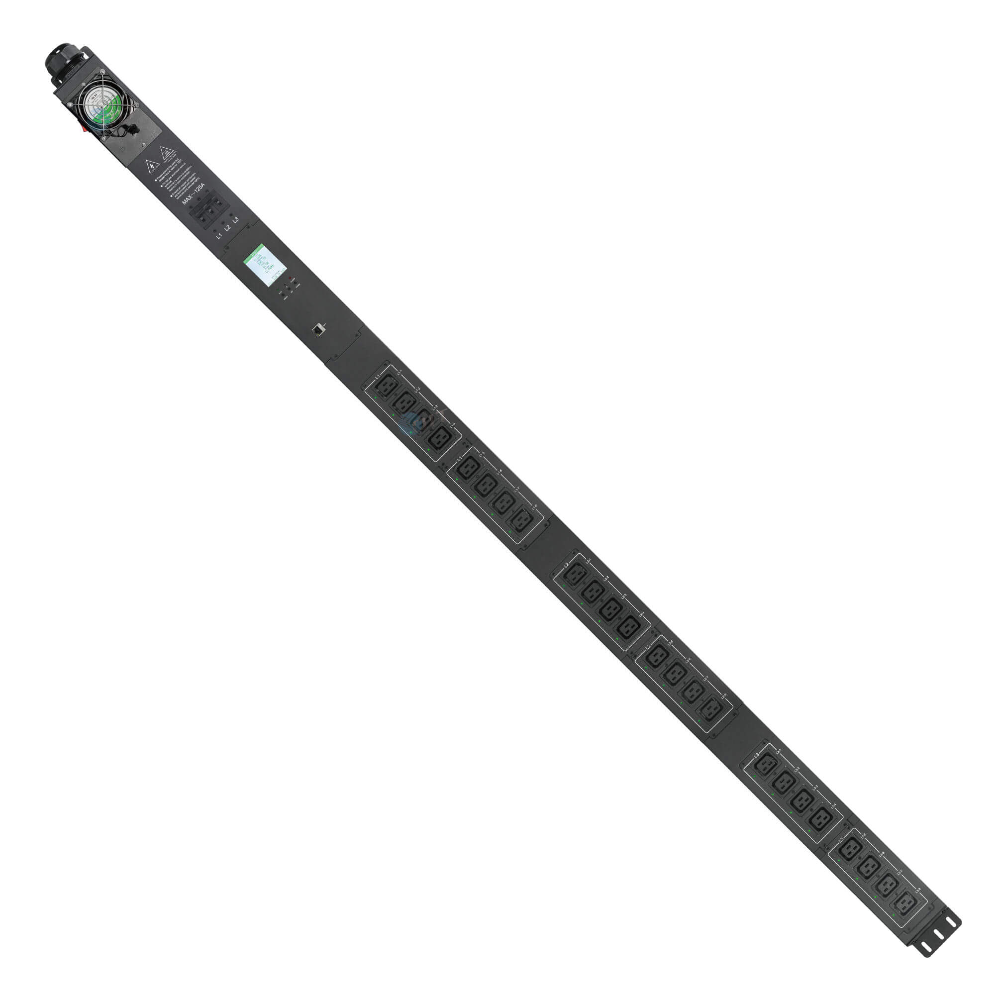 ETL Certified Metered APDU with Fan Cooling, 24×C19, 90kW, 125A Smart PDU