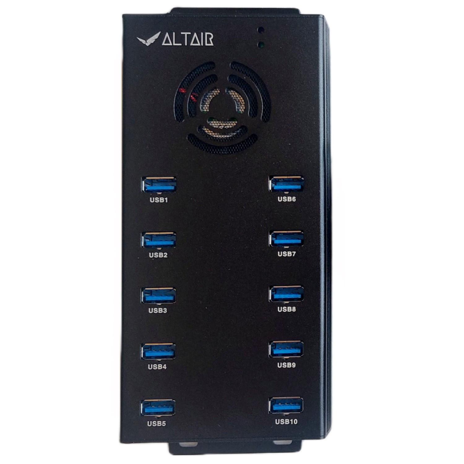 AltairTech 10-Port USB 3.0 Hub with 120W PSU