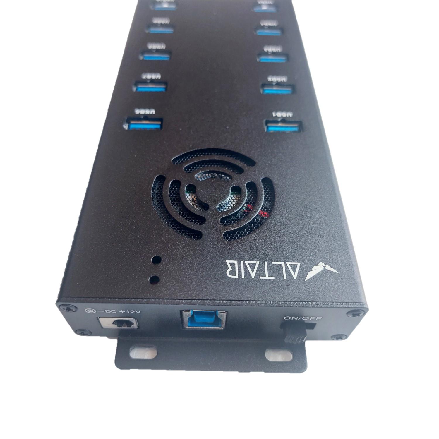 AltairTech 10-Port USB 3.0 Hub with 120W PSU