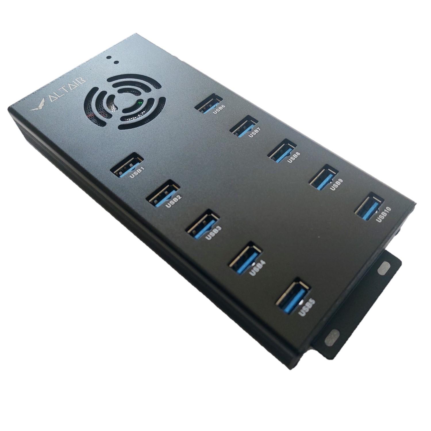 AltairTech 10-Port USB 3.0 Hub with 120W PSU