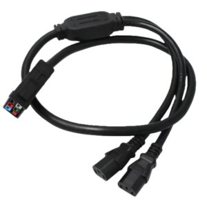 P33 (PA45) to dual IEC C13 Heavy Duty Power Cord, 12 AWG, 20A, 4ft