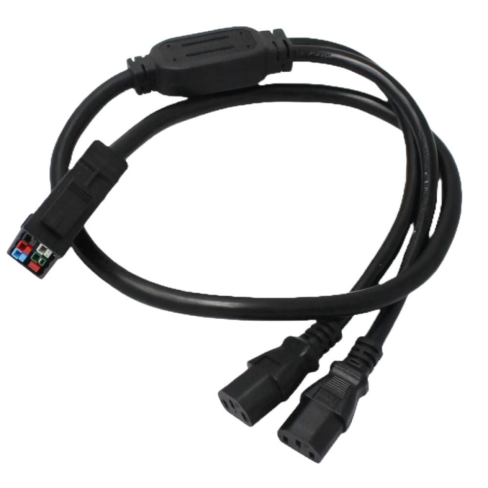 P33 (PA45) to dual IEC C13 Heavy Duty Power Cord, 12 AWG, 20A, 4ft